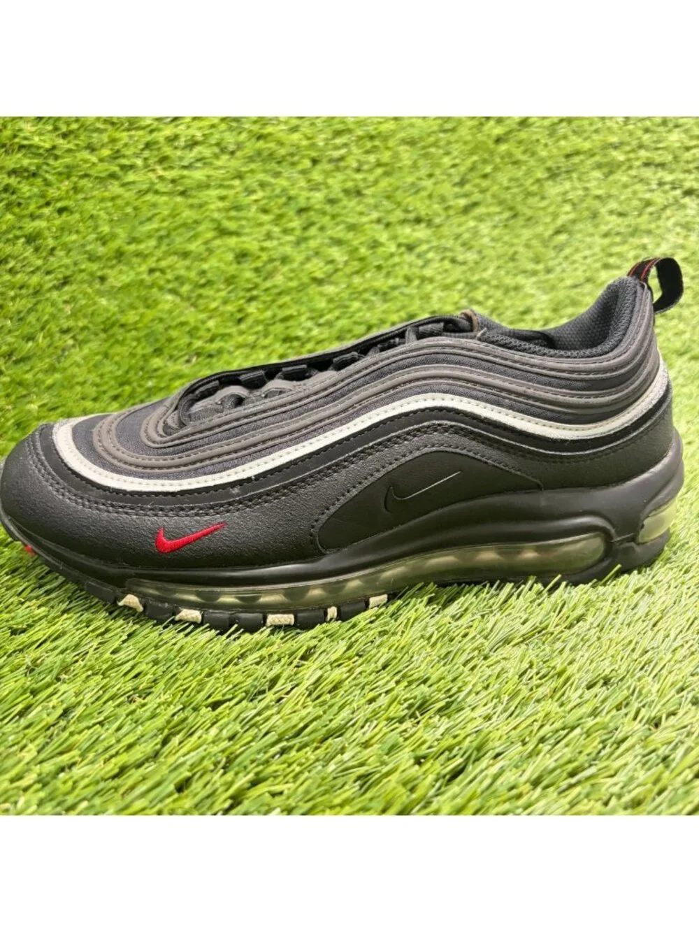 Nike Air Max 97 Boys Size 7Y Black Red Athletic Running Walking Shoes Sneakers